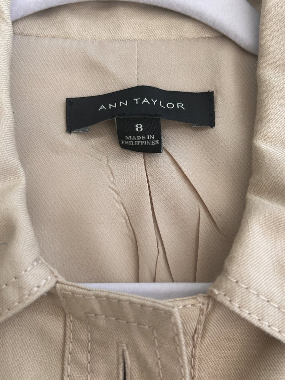Ann Taylor Lined Safari Utility Jacket Beige/Tan/Creme Linen Cotton Size 8 - Picture 5 of 10